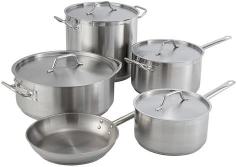 Winco Silver 12 qt Stainless Steel Stock Pot with Cover