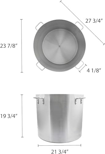 TrueCraftware- 140 qt. Aluminum Stock Pot with Quad Handles 6mm Thickness- Multipurpose Pot Cookware Large Stockpot Stew For Cooking Simmering Soup Seafood Stock Home Kitchen Restaurant