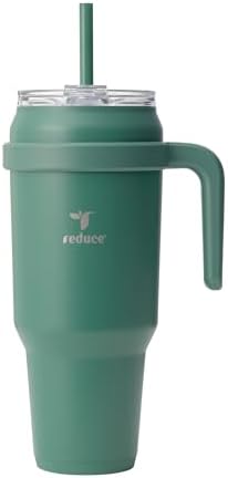 REDUCE 50 oz Stainless Steel Tumbler with Handle - Dual-Wall Vacuum Insulated Travel Mug, Sweat-Proof Lid & Reusable Straw - Keeps Drinks Cold for 24 Hrs, Fits Cupholders, Dishwasher Safe - Alpine