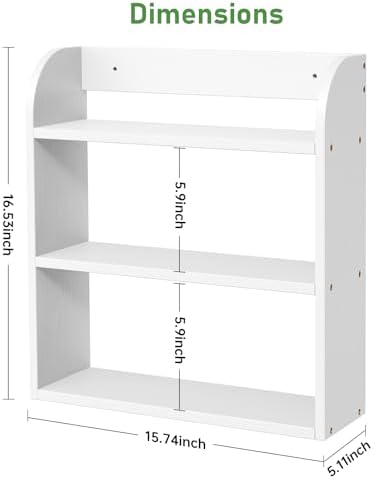 ROMGUAR CRAFT 3 Tier Bamboo Spice Rack, Countertop or Wall Mounting, White