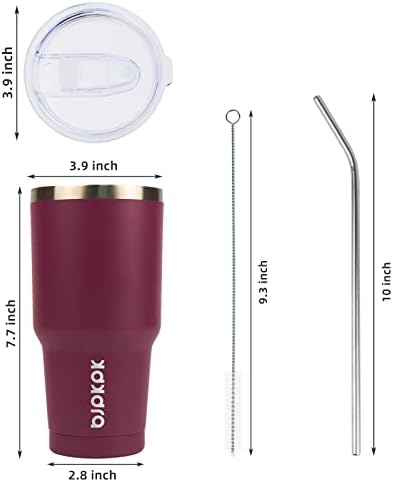 BJPKPK 30 oz Tumbler with Lid and Straw, Insulated Stainless Steel Cup