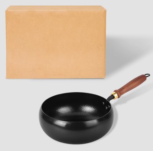 Hand Hammered Wok Pan, 9.45 Inch Chinese Wok for Gas stove,Induction cooker