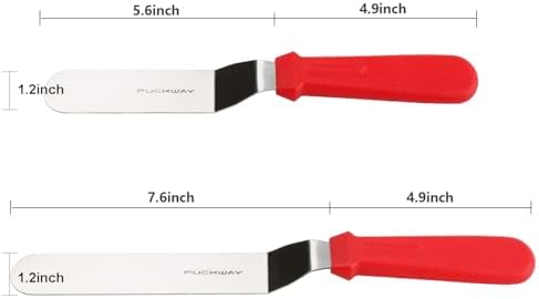 Angled Icing Spatula, Stainless Steel Offset Spatula, Cake Spatula Set of 2 Red 6" & 8"