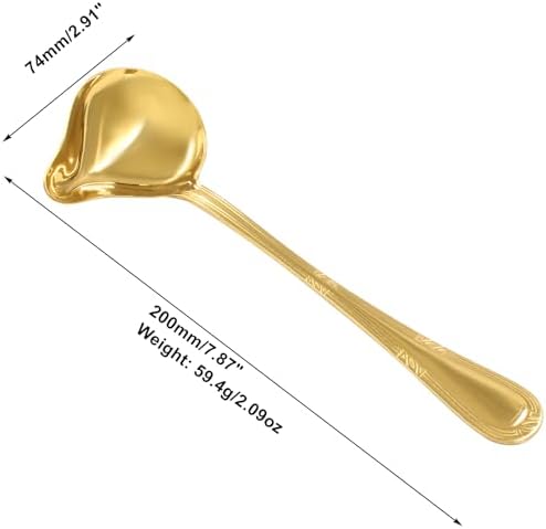 2 Pcs Stainless Steel Sauce Ladle with Pouring Spout, Gold