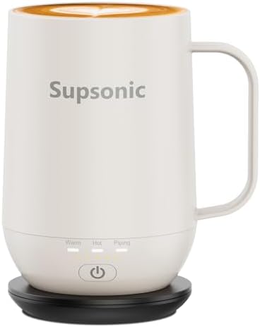 Supsonic - 16oz Self Heating Coffee Mug, Smart Heated Coffee Mug Faster Direct-Contact Heating Up to 149°F, Coffee Mug Warmer Set with Auto Shut-Off - Gifts for Men Women | S2