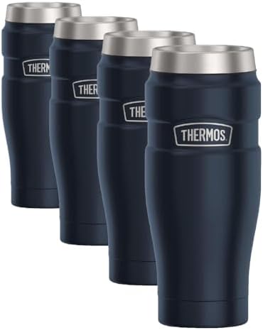 THERMOS Stainless King Travel Tumbler, 16 Ounce, Vacuum-Insulated | Midnight Blue | Pack of 4