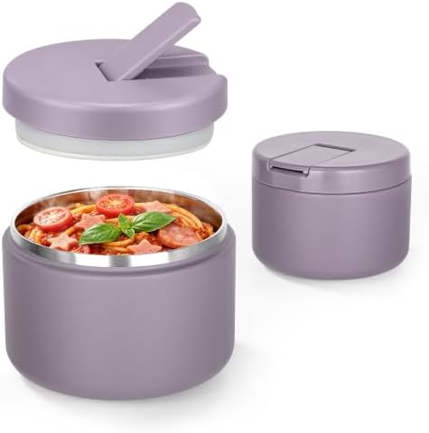 Pawtong 12oz Insulated Vacuum Food Jar with Buckle Lid Wide Mouth Soup Thermo for Hot Food Kids Leakproof Stainless Steel Lunch Container