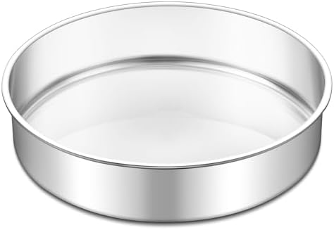 TeamFar 9 Inch Cake Pan, Stainless Steel Round Layer Cake Baking Pan