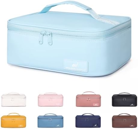 NOL Natural Organic Lifestyle Insulated Lunch Bag for Adults –Compact Cooler Lunch Box with Food-Grade Lining, Waterproof Lunch Bag for Work, Travel | Portable Thermal Meal Tote with Handle,Light blue