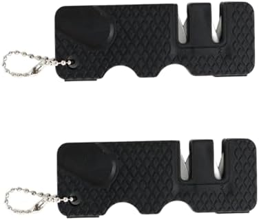 2Pcs Black Pocket Knife Sharpener, Handheld Keychain Sharpening Tool For Outdoor Camping Kitchen Knives Accessories Kitchen Utensils and Gadgets