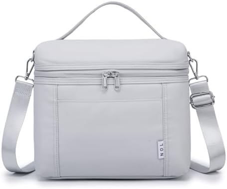 NOL 8L Insulated Lunch Bag for Women, Gray White, Medium(normal)
