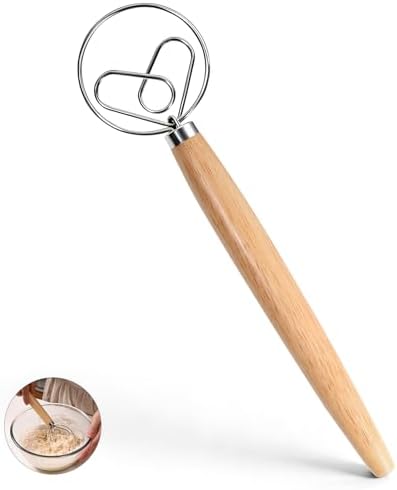 13 Inch Danish Dough Whisk, Stainless Steel Dough Whisk with Long Handle
