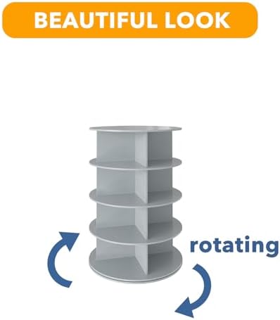 SpaceAid 4 Tier Rotating Shoe Rack Tower, Spinning Shoe Display Lazy Susan, Revolving 360 Shoe Rack Storage Round Carousel, Vertical Handbag Rotate Shoes Closet Organization (4-Tier Gray)