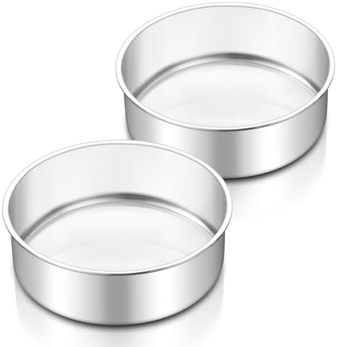 TeamFar 6 Inch Cake Pan, 2 Pcs Stainless Steel Round Tier Cake Pan Set