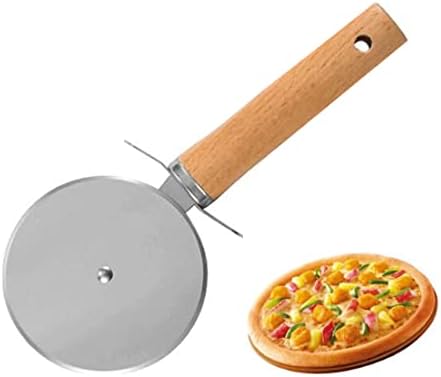Larger Pizza Cutter Wheel with 3.54'' Stainless Steel Wheel, Pizza Slicer with Non-Slip Wooden Handle, Pizza Wheel for Pies Waffle Bread Dough Cookies Cake Pie Server