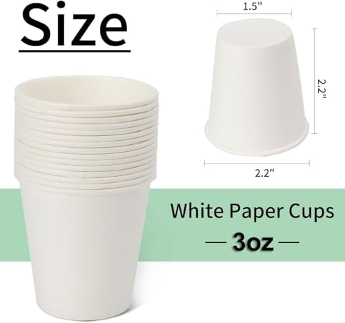 METAPRINT 300 Pack 3 oz Bathroom Paper Cups for Mouthwash, White