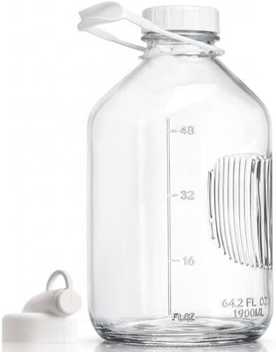 CUCUMI 1 Pack 64 Oz Glass Milk Bottle with Lid