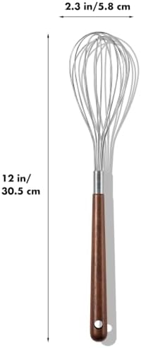 OYV Wooden Whisk 12 Inch, 304 Stainless Steel Wire Whisk with Walnut Handle