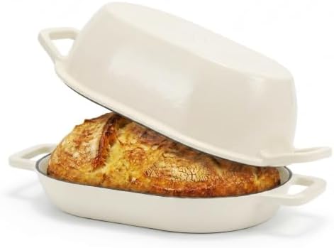 Enameled Cast Iron Oval Bread Oven White