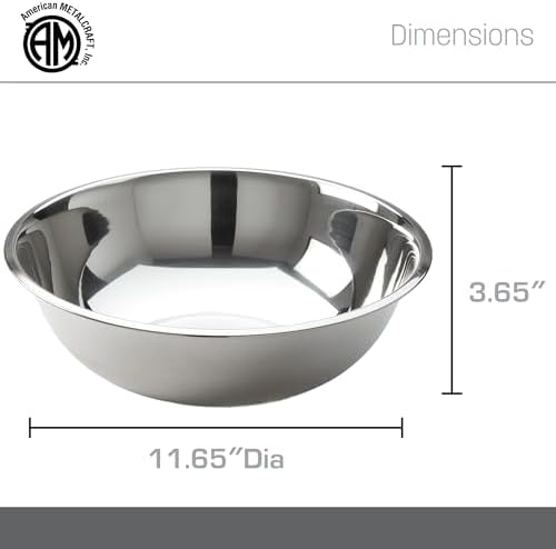 American METALCRAFT, Inc. American Metalcraft SSB500 Stainless Steel Mixing Bowl, 11.5" Diameter, Silver, 5-Quart