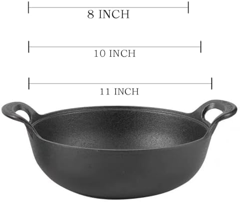 Cast Iron Wok with Dual Handle, Pre-Seasoned Stir-Fry Pans (9 inch)