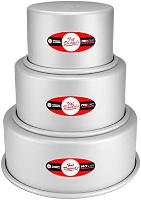 Fat Daddio's Anodized Aluminum 3-Tiered Even Round Cake Pan Set, 4 Inch Depth
