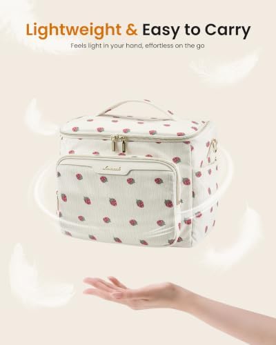 LOVEVOOK Corduroy Lunch Box for Women Wide Opening Cute Insulated Lunch Box