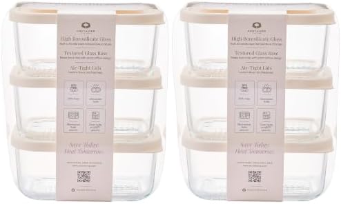 Glass Food Storage Containers with Lids — 12 Piece — 24.4 oz Glass with BPA-Free Leak Resistant Stackable Lids — Microwave, Oven & Dishwasher Safe — Ideal for Meal Prep & More - Vanilla Mist