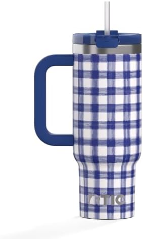 RTIC 30oz Road Trip Tumbler, Insulated, Ceramic Lined, Cobalt Gingham