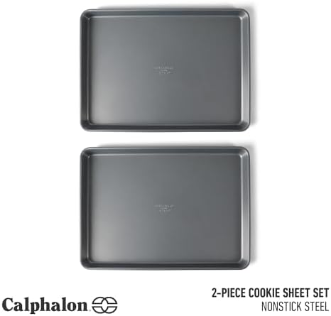 Calphalon Titan Cookie Sheet 2-Pack Set, 12 x 17 Inch Nonstick Baking Sheets, Cookie Baking Sheet, Metal Baking Sheet, PFOA-Free for Even Baking, Durable Design