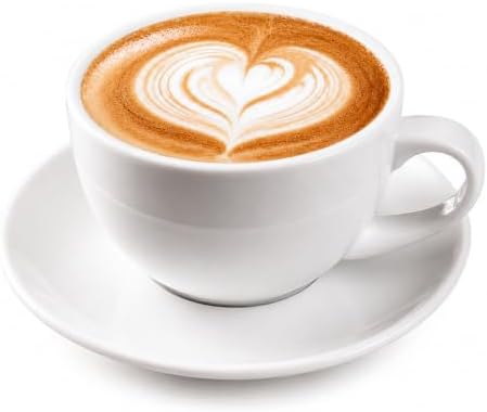DeeCoo 11 oz White Cappuccino Mug- Large Ceramic Coffee Cup with Saucer - Microwave and Dishwasher Safe, Perfect For Tea, Espresso, Latte - Porcelain Set for Kitchen or Cafe, Baristas, Great Gift