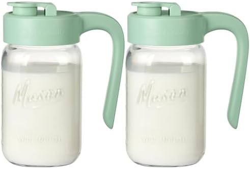 Mason Jar Pitcher, 2 pcs 32 oz (1 quart), Glass Pitcher with Lid