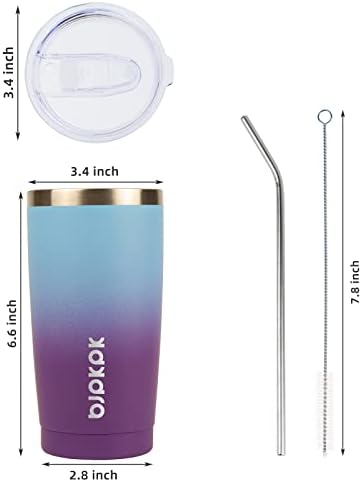 BJPKPK 20oz Coffee Tumbler with Lid & Straw, Insulated Stainless Steel Mug