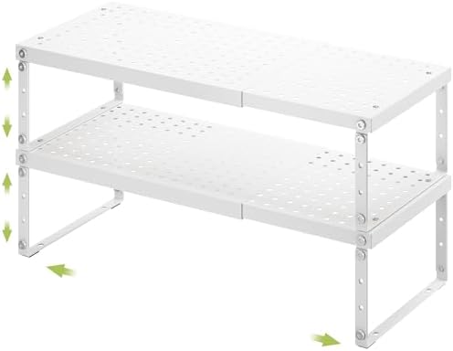 RUILALIFE Expandable Cabinet Organizer Shelf With Adjustable Height, Stackable Kitchen Countertop Organizer Rack, Adjustable Shelf Riser For Kitchen Counter, Pantry, Cupboard, Desk, Tabletop
