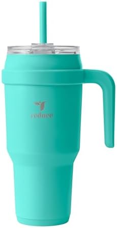 Reduce 40 oz Stainless Steel Tumbler with Handle - Dual-Wall Vacuum Insulated Travel Mug, Sweat-Proof Lid & Reusable Straw - Keeps Drinks Cold for 24 Hrs, Fits Cupholders, Dishwasher Safe-Ocean Breeze