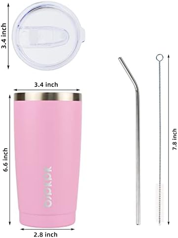 BJPKPK 20oz Coffee Tumbler with Lid & Straw, Insulated Stainless Steel Mug