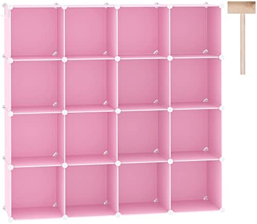 C&AHOME 16 Cube Storage Organizer Cube Shelves Units Storage Cubes, Pink