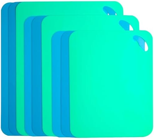 Plastic Flexible Cutting Mats for Kitchen, Color Coded Chopping Board Set, Cutting Board Sheet for Kitchen Cooking, Dishwasher Safe, 3 different sizes Cutting board mats set of 9pc