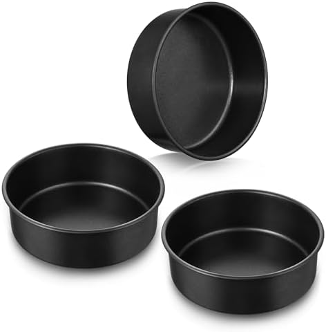 E-far 9 Inch Cake Pan, 3PCS Nonstick Stainless Steel Baking Cake Pans Tins