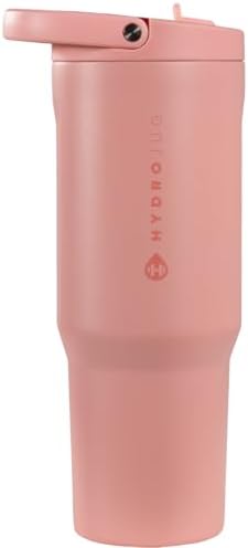 HydroJug Sport - Stainless Steel Tumbler with Straw, Vacuum Insulated, 40oz Leakproof Water Bottle, Ergonomic Design, Reusable, Dishwasher Safe, Rubber Base, Durable for Gym or Outdoors, Tulip