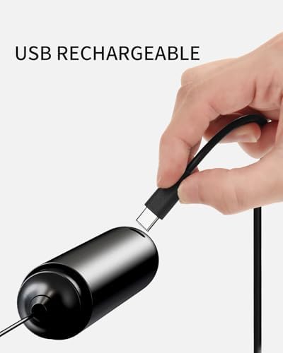 CIRCLE JOY Rechargeable Milk Frother Handheld with Stand, Dual Coil Whisk Head Electric Coffee Frother, Portable Hand Frother Wand Drink Mixer for Matcha Lattes Cappuccino, Kitchen Gifts, Black