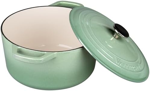 VORRINGARD Enameled Cast Iron Dutch Oven Pot with Lid, for Bread Baking, Round Bread Oven- include Sourdough Bread Baking Supplies Set, 6QT, Sage Green