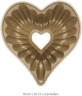 Martha Stewart Dunelle 10.75" Heart‑Shaped Cake Mold — Cast Aluminum Nonstick Fluted Cake Pan — Easy Release, Oven‑Safe to 450°F