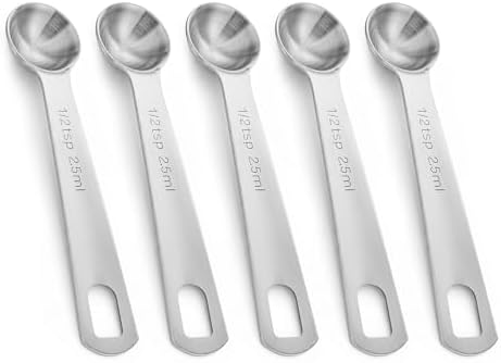 5PCS 1/2 Teaspoon Measuring Spoon, 4.5 Inch 1/2 Teaspoon Scoop (2.5m)