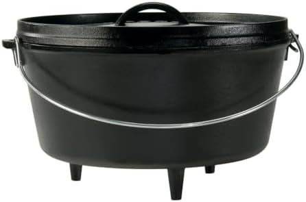 Lodge Pre-Seasoned Cast Iron Deep Camp Dutch Oven with Lid, 8 Quart