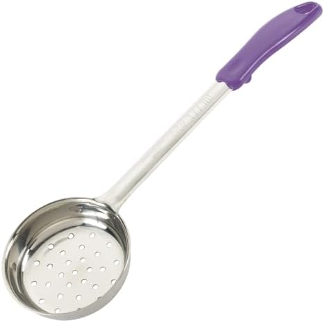Winco 6 oz Red Perforated Stainless Steel Portion Spoon