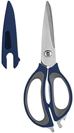 Farberware 4-in-1 Kitchen Scissors with Sheath, Navy and Grey