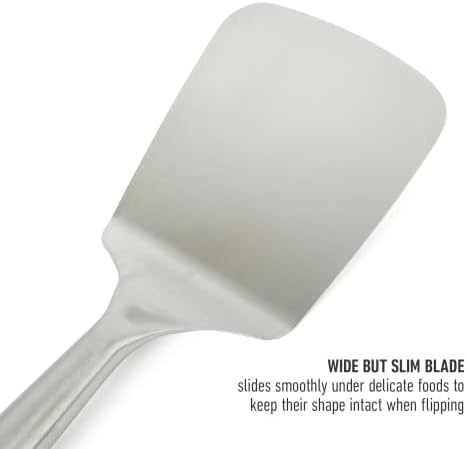 Calphalon Solid Turner, Cooking Spatula, Kitchen_Spatula, Stainless Steel Turner_with Silicone Heat Resistance Handle, Nonstick-Safe Spatula with Ergonomic Handle (Navy), Turner (Pack of 4)