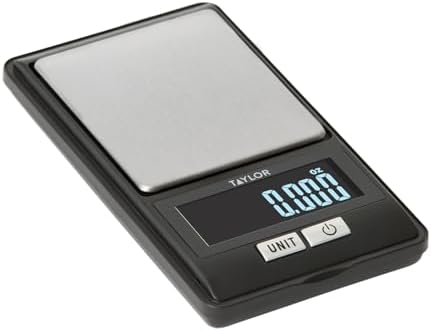 Taylor High Precision Digital Food Portion Scale – 16 oz/500 g Capacity, Compact Kitchen Scale for Portion Control, Meal Prep & Travel, Includes Protective Snap-On Cover for Storage (Black)