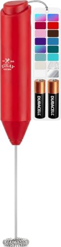 Zulay Kitchen Powerful Milk Frother AA Batteries Included – Ultra Fast Handheld Drink Mixer with Stainless Steel Whisk Stirrer for Coffee, Protein, Matcha & More, Frother Wand Electric Frothmate